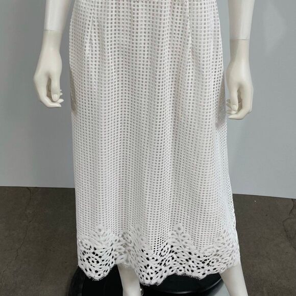 Alfani Women’s White Eyelet Sleeveless Jewel Neck Midi Empire Waist Evening - Picture 2 of 4